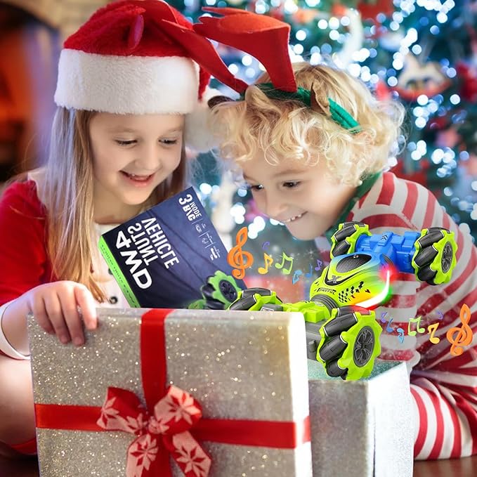 Gesture Sensing RC Stunt Car with Lights Music, 4WD High Speed Gesture RC Car, 2.4Ghz Remote Control Watch Sensor 360° Rotating Drift, Ages 6-13 Kids Boys Girls Birthday Gift