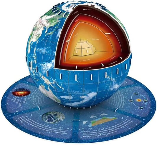 Educational 3D Earth Globe Puzzle Kit for Kids 8-14, Geography Learning Toy, 50-Piece DIY Jigsaw World Map Model - Birthday Gift for Boys and Girls!