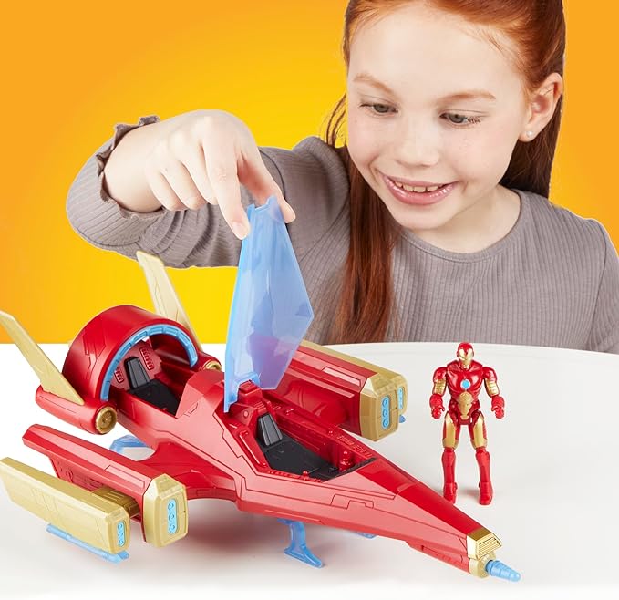 Marvel Avengers Epic Hero Series Iron Man Repulsor Blast Battle Jet, 4-Inch (10 cm) Vehicle & Action Figure Set, Super Hero Toys, Kids Ages 4 & Up