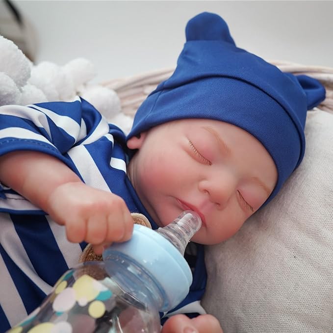 17" Lifelike Reborn Sleeping Baby Boy Doll Hardy, Realistic Newborn Baby Dolls, That Look Real for 3+ Year Old