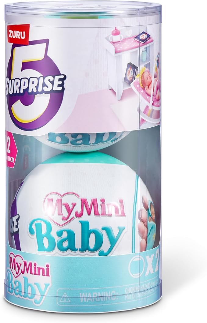 5 Surprise My Mini Baby Series 1 (2 Pack) by ZURU, Collectible Mystery Capsule, Toy for Girls, Realistic Miniature Baby, Playset and Accessories