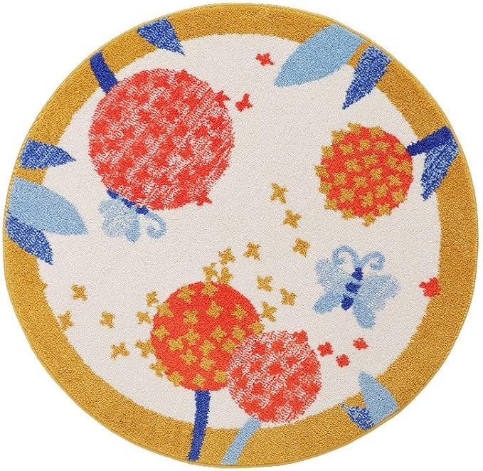 Poowe Round Butterfly Kids Area Rug Soft Fluffy Kids Construction Rugs for Playroom Nonslip Digger Nursery Rug for Boys Room,Round 31.5"