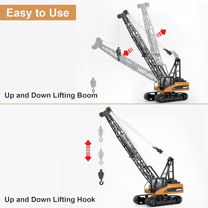 RC Crane Toy, 15CH Remote Control Crane for Boys 8-12, RC Crane Tower Construction Vehicles with Heavy Duty Metal Hook, Birthday Gifts Ideas for Kids Adults, 1:14 Scale Trucks (with Gift)