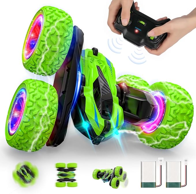 Remote Control Car-RC Cars Toys for Ages 5-7, 4WD RC Stunt Cars RC Car Kids Toys for Ages 8-13, Double Sided 360°Rotating Toys for Girls RC Truck Toy Cars for Boys