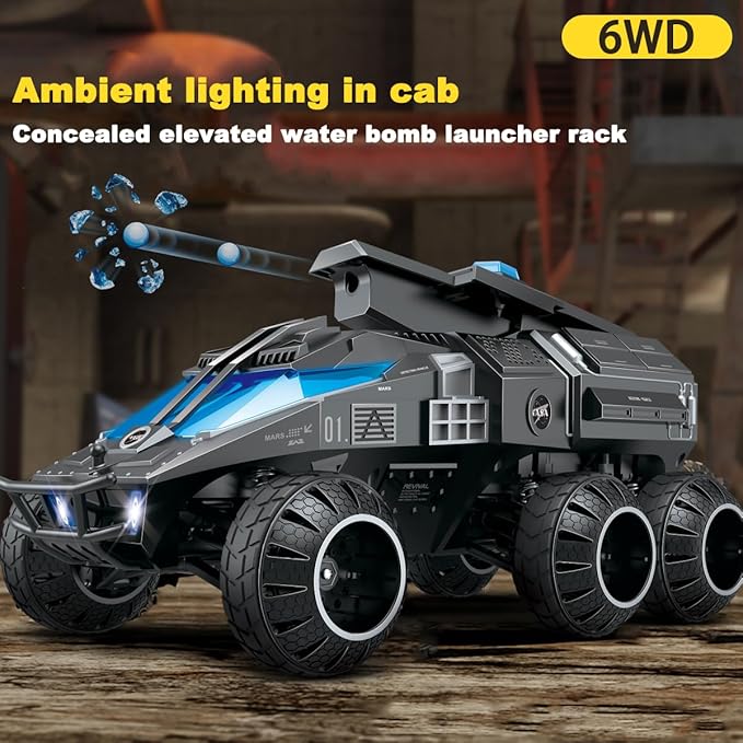 Mostop Remote Control Car, 1200pcs Water Shots RC Crawler 6WD Hobby RC Cars for Kids Boys, 1/12 Scale Off-Road Rock Crawler RC Car Space Vehicle Toy Gift with Speed & Steering Control Car