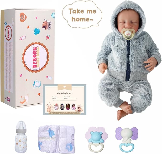 BABESIDE Lifelike Reborn Baby Dolls Boys - 17-Inch Real Baby Feeling Realistic-Newborn Baby Doll Full Body Vinyl Real Life Baby Dolls with Toy & Gift Box for Kids