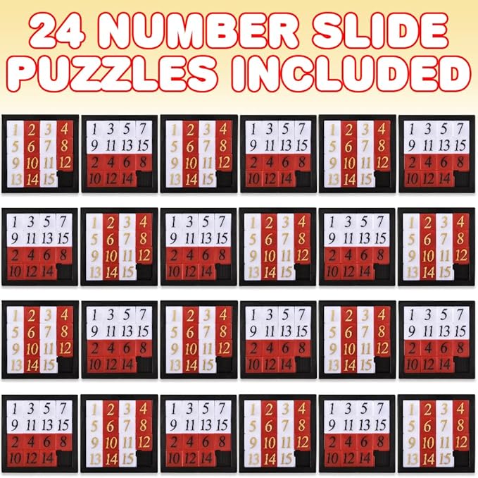 Gamie Slide Puzzles for Kids – Set of 24 Pocket-Sized Hand Puzzle Games, Educational Number Slide Puzzles, Great Party Favors, Goodie Bag Stuffers, Teacher Rewards, and Learning Toys