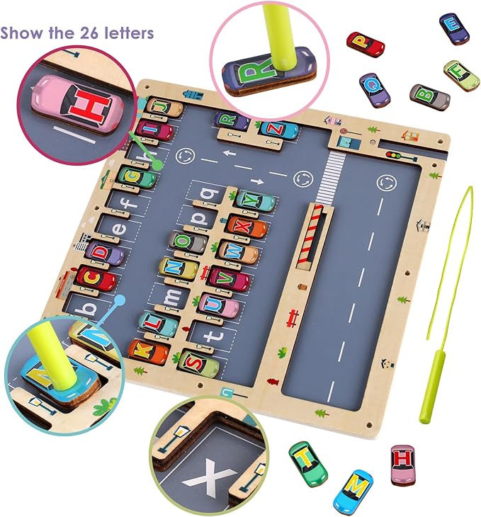 Magnetic Alphabet Maze Letter Puzzle for Fun Learning, Montessori Educational Toy for 3 4 5 Year Old Boys and Girls, Fine Motor Skills Development and Sensory Play