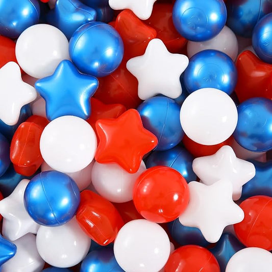 Ball Pit Balls and Stars, 100 200 500 Pieces Plastic Toy Balls for Kids Toddllers Baby Girls Ball Pits, Bounce House, Play Tent, Baby Pool Water Toys,Party Banner Props
