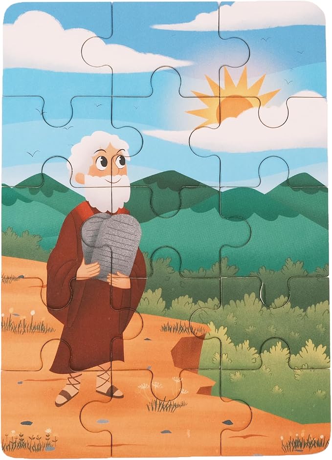 4-in-1 Wooden Puzzles in Box (15 pcs Each) | Religious Gifts for Kids | Christian Gifts for Kids | Noah's Ark | Religious Graduation Gift | Bible Stories Puzzles (Old Testament)
