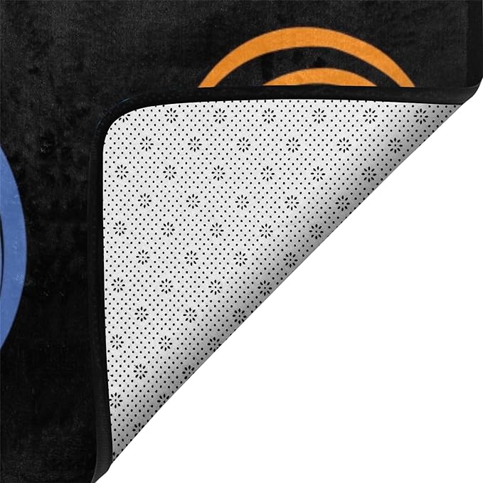 Kids Rug, Classroom Carpets Playmat Rugs, 5x7 Ft Kids Carpet with Rubber Backing, Colorful Circles Children's Classroom Seating Rug Nursery Rugs for Kids Room, Playroom or Elementary, Black, Seats 12