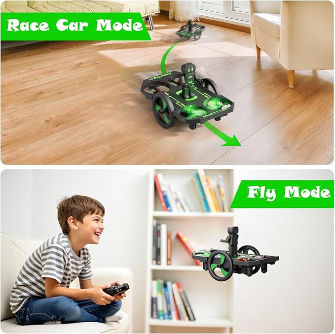 2in1 Remote Control Drone Jumping Flying Car Drones for Kids 8-12 Mini Small Nano Indoor RC Quadcopter Toy with Race on Land Mode,Circle Fly,360 Flip,Altitude Hold,2 Batteries