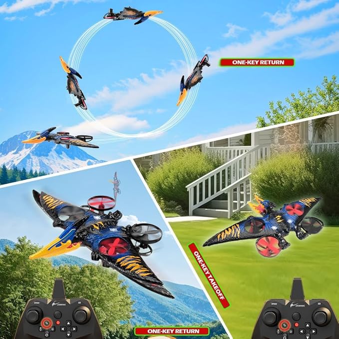 jaming Pterodactyl Dinosaur Toys Drone for Kids and Adults Easy to Fly Dragon Remote Controlled Aircraft for Beginners Hobby RC Plane Toys Birthday Gifts for Boys