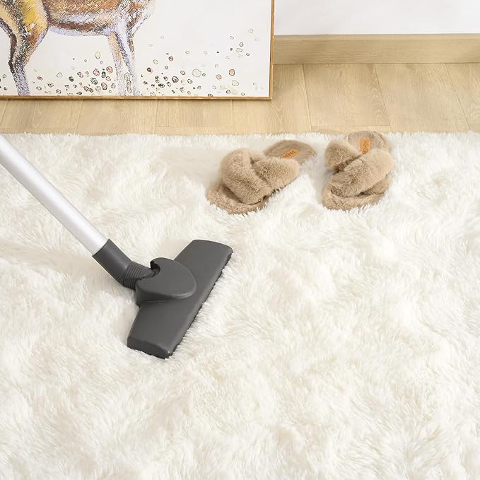 Amearea Premium Soft Fluffy Rug Modern Shag Carpet, 5' x 7', Fuzzy Plush Rugs for Living Room Bedroom Kids Room Home Decor, Nursery Non Slip Indoor Shaggy Carpets, Cream