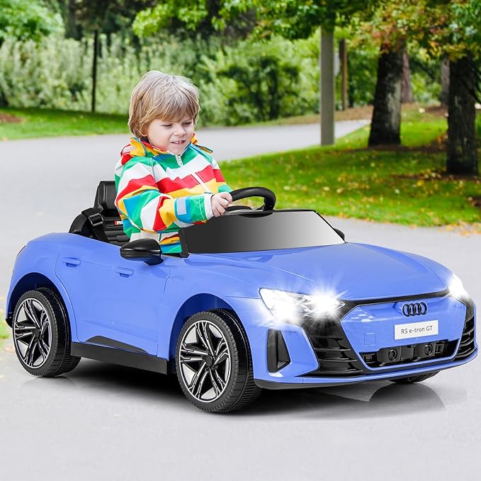 INFANS 12V Kids Ride On Car, Licensed Audi RS e-tron GT Electric Vehicle with Remote Control, Toddlers Battery Powered Toy with 4 Wheels Suspension, LED Headlight, Music, MP3, USB, TF Port (Blue)