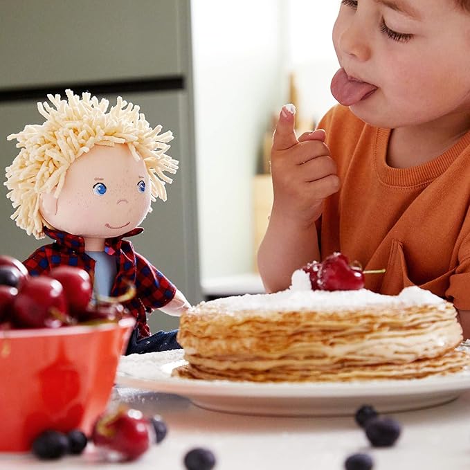 HABA Nick 12" Soft Doll - Baby Boy Doll with Blonde Hair and Blue Eyes (Machine Washable) Perfect Plush Toy for 18 Months & Up