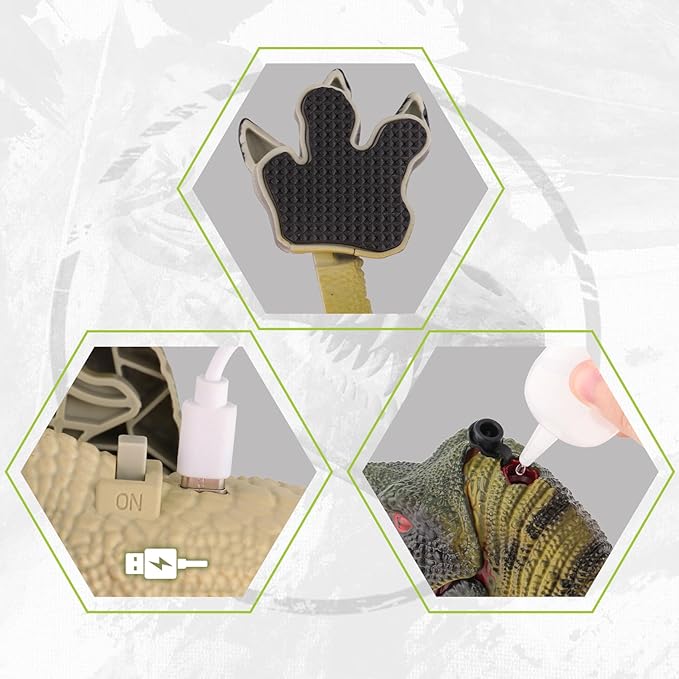 VERTOY Remote Control Dinosaur Toys for Kids 3 4-7 8-12 Year Old - Realistic T-Rex Gift for Boys, RC Walking Dino with Light, Roaring, Spray, Touch Sensing