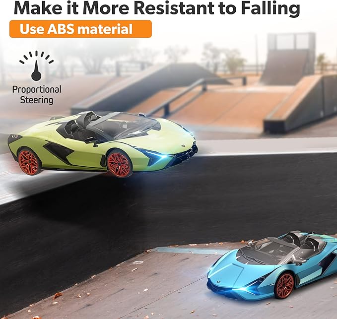 MIEBELY Lamborghini Remote Control Car, 1:12 Scale Lambo Rc Cars 7.4V 900mAh Officially Licensed 12Km/h Fast Toy Car with Led Light 2.4Ghz Model Car for Adults Boys Girls Birthday Ideas Gift - Green