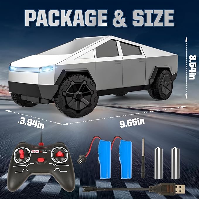 Truck Remote Control Car - Truck Toy, 2.4GHz RC Cars with Long Battery Life and Light Effects, All Terrain Electric Vehicle for Kids, Brithday Gifts for Boys Girls & Adults