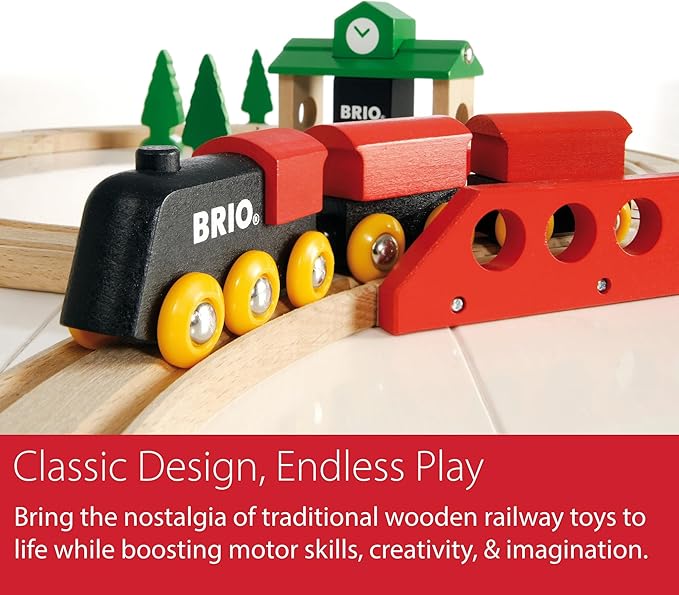 BRIO Classic Figure 8 Set - 22-Piece FSC-Certified Wood Train Set & Accessories - Includes Train, Depot, Trees, Tracks, & More - Compatible with All Sets - Fun Play for Kids Ages 2 & Up