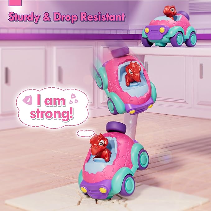 Lehoo Castle Remote Control Car for Toddlers, Toddler Girl Toys 2-3, Dinosaur Toys for Girls Ages 2-4 with Lights & Music, Toys for 2 3 4 Year Old Girls