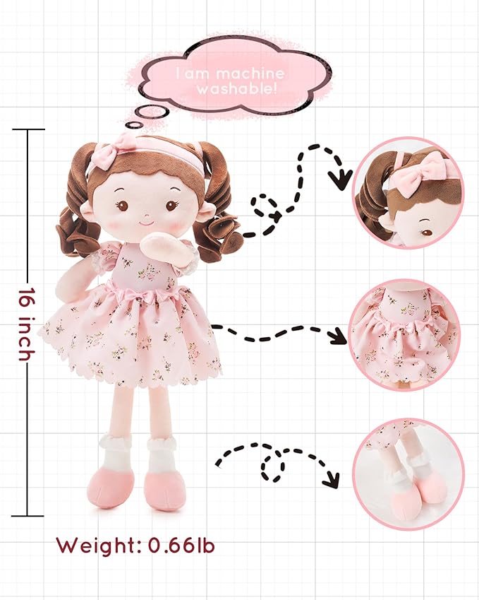 Soft Baby Doll Toys (16''), My First Baby Rag Doll for 1 Year-Old Girl Birthday Gift, Christmas Plush Toys Gift for Toddler Kids Infants -Princess Breeze