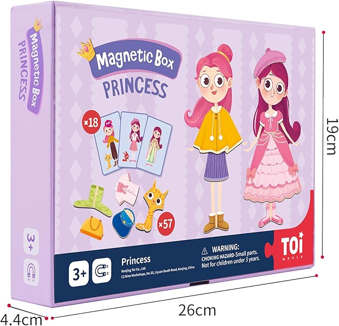 Toi Kids Magnet Toys Magnetic Jigsaw Puzzle Boxes with Game Board for Kids Ages 3-8, Preschool Tabletop Toy for Toddlers, Portable Travel Game, Princess