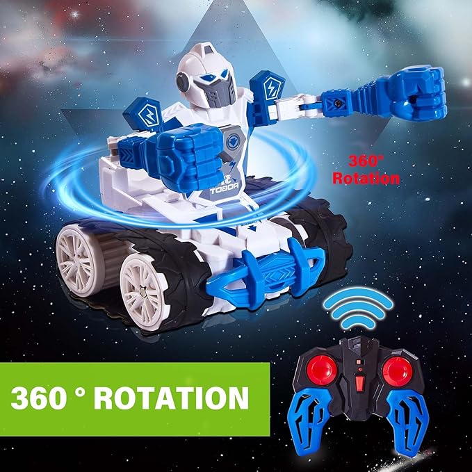 2 Pack Battle Bots Toy for Kids Ages 5-8 Years Old, 2 Player Boxing Fighting Robots Games with 360-Degree Rotating Remote-Control, Transforming RC Car Robot Birthday Gift for Boys