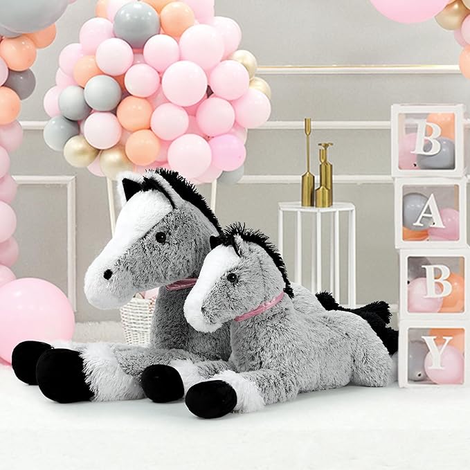 MaoGoLan Large Horse Stuffed Animal for Girls, Big Plush Toy, Jumbo 4 Feet Ridable Pony Plush Pillow for Kids