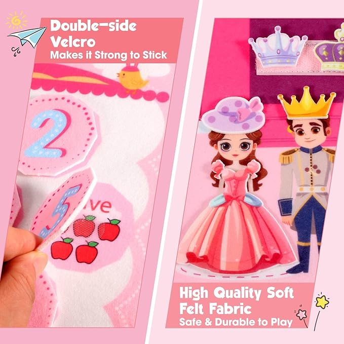 Pink Montessori Busy Board Book for Toddlers 1-3, Montessori Toys for 1-3 Year Old Girl Birthday Gift, Educational Quiet Activity Books for Toddlers 1-3, Airplane Car Travel Toys for Ages 2-4