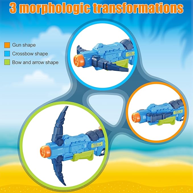 Water Gun for Kids, Super Squirt Guns Water Soaker Blaster - 2 Nozzle, 4 Shooting Modes Switch - Crossbow Design - 26 Ft Long Shooting Range - Summer Toys Gun for Boys Girls Adults Outdoor Pool