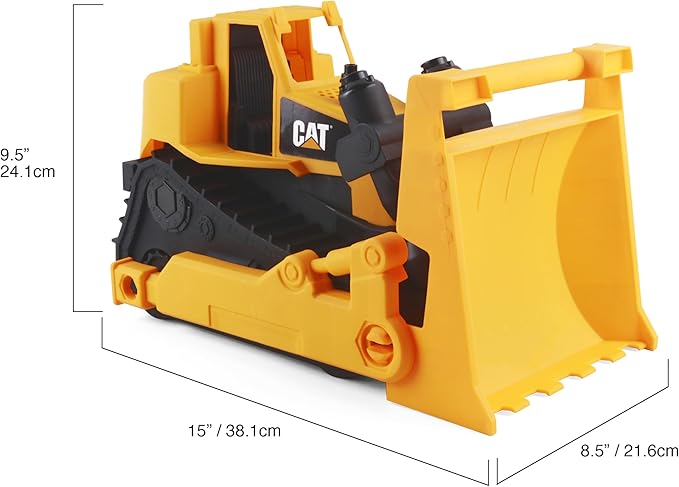 CAT Bulldozer Construction Toy | 15" | Ages 3+ | Sturdy Plastic | No Batteries Required | CAT Construction Tough Rigs Series, Yellow