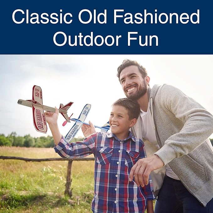 Balsa Wood and Styrofoam Airplane Toys Set | Wooden Airplane Kits | 2 Rubberband Powered Propellor Planes, 2 Balsa Wood Glider Planes, and 6 Foam Model Toy Airplane Kits | Classic Toys for Children