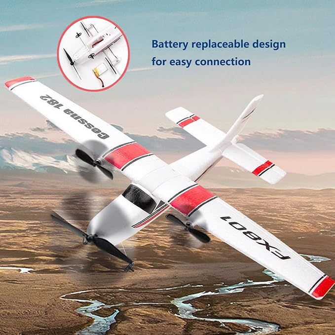 RC Plane 2.4Ghz 2 Channels EPP Foam Remote Control Airplane Radio Control Cessna Aircraft Easy to Fly RC Glider Toys for Kids, Boys and Beginners with 3 Batteries