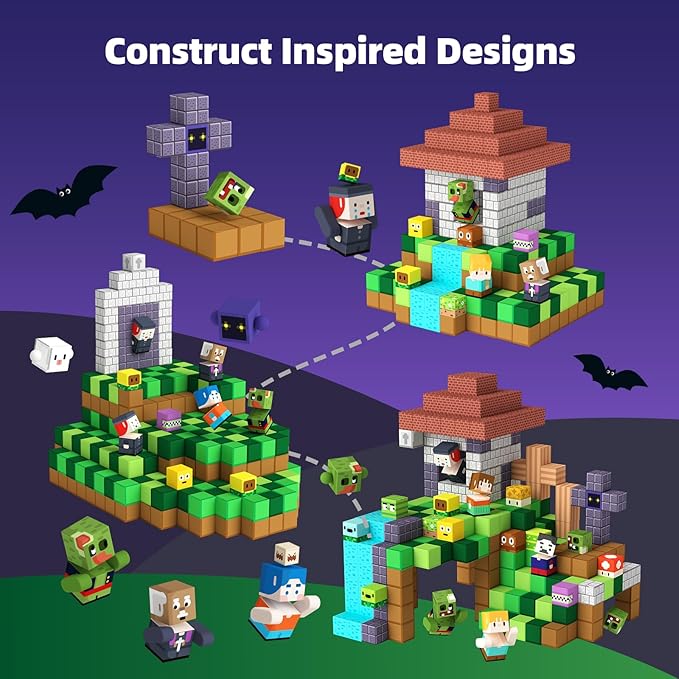 GobiDex 100PCS Magnetic Blocks Game-Based Kid Building Toys for Boys Girls 3+, Build MagWonder World with Zomblock Magnets Cubes, Upgraded STEM Game Sensory Gift for Birthday