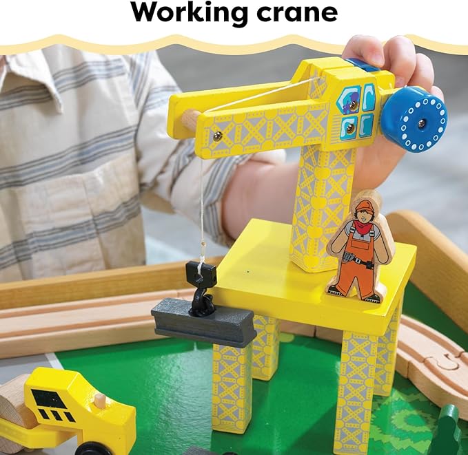 KidKraft Waterfall Mountain Wooden Train Set & Table with 120 Pieces, 3 Storage Bins