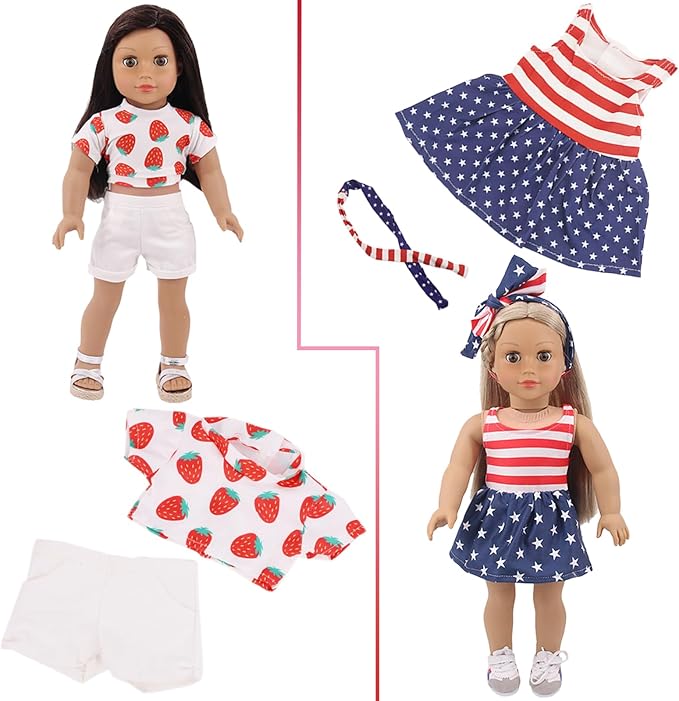 UNICORN ELEMENT 10 Sets American Doll Clothes Gift for 18 Inch Doll Clothes and Accessories Includeding 17 PCS Items Fit for 18 Inch Girl Doll