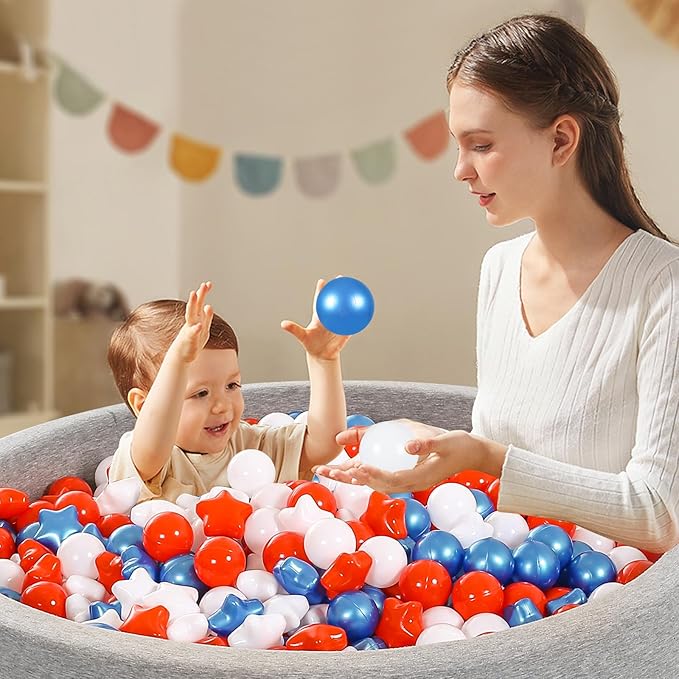 Ball Pit Balls and Stars, 100 200 500 Pieces Plastic Toy Balls for Kids Toddllers Baby Girls Ball Pits, Bounce House, Play Tent, Baby Pool Water Toys,Party Banner Props