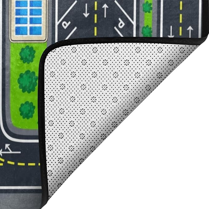 Kids Rug, Aircraft Runway Traffic System Playmat Rugs - 5x7 Ft Kids Carpet with Rubber Backing, Airplane Tarmac Airport Play Mat Great for Bedroom Playroom - Non-Slip Have Fun Safe Nursery Rug