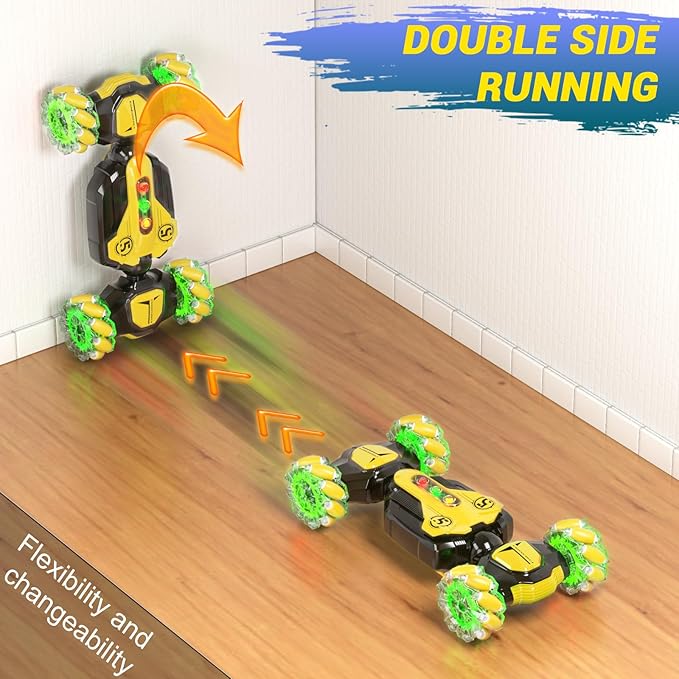 Gesture Sensing RC Stunt Car - Best Gifts for Boys 6-12 Year Old 360° Rotating 2.4Ghz 4WD Remote Control Transform Hand Controlled Carwith Light & Music, Birthday Presents for Kids Age 7 8 9 10 11 yr