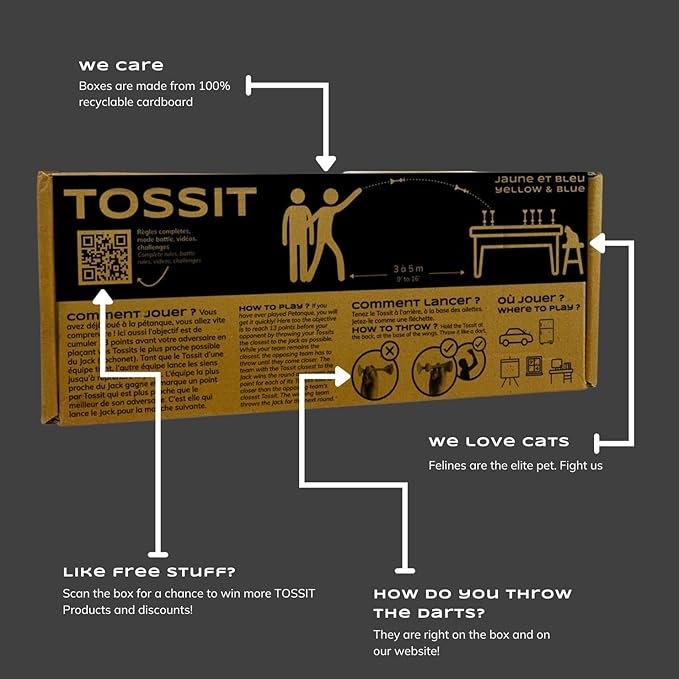 TOSSIT Game Suction Cup Darts, Toss Game Perfect Family and Party, Silicone Throwing Game for Backyard, Indoor and Outdoor Fun, Family Pack, Red Cyan Pink Light Blue