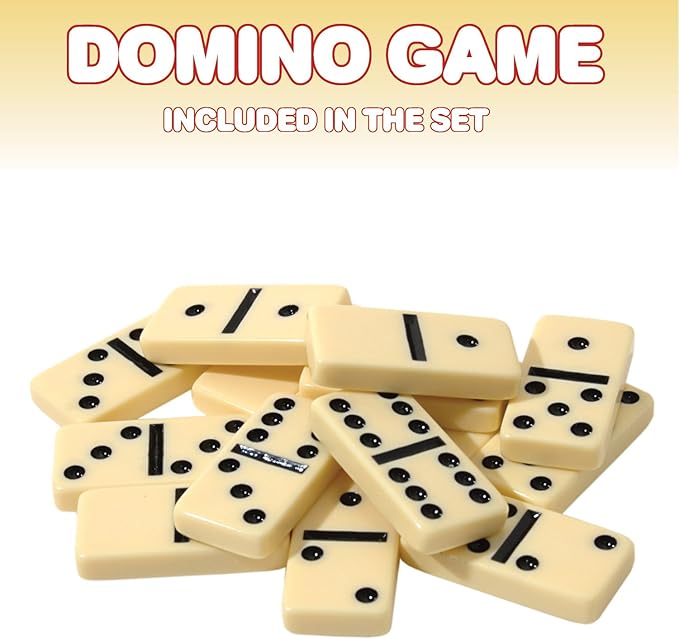 Gamie 6-in-1 Dice Cube Game Set Board Game and Casino Set–Includes Chess, Checkers and Backgammon, 2 Decks of Playing Cards, Poker Chips, Poker Dice and Dominoes-Complete Kit for Family Fun