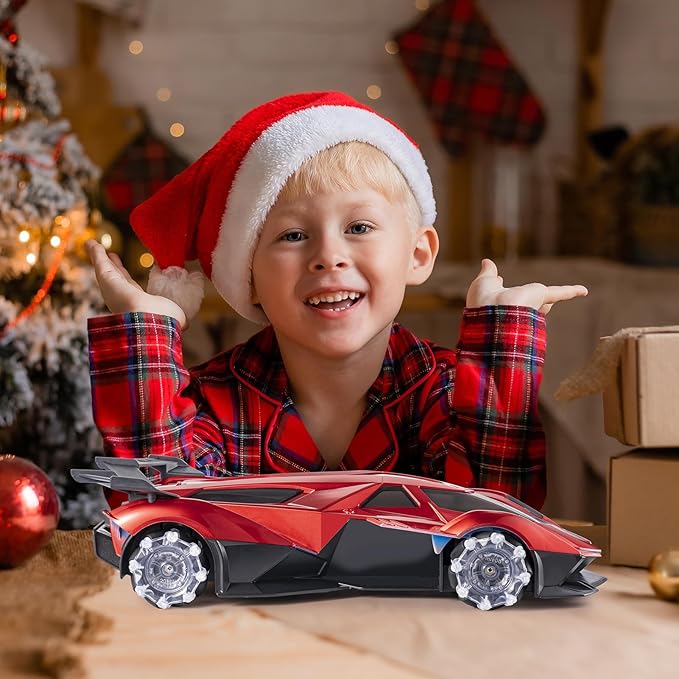 SASBSC Lambo Remote Control Car for Boys 4-7 8-12 Drift Rc Cars with 360° Rotation, Spray, Music & Lights 1:12 Rechargeable Rc Car Toys 10-12km/h Sport Race Toy Cars Gifts for Kids (Red)