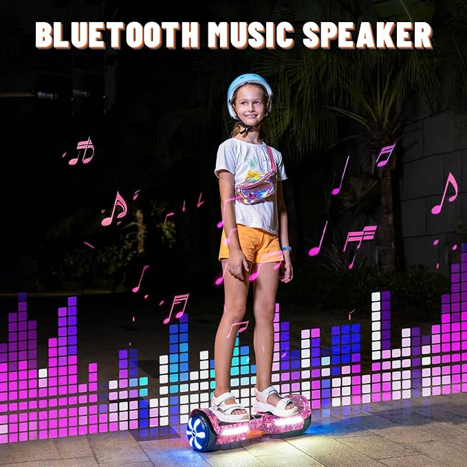 Scooter, Bluetooth Speakers and LED Light-Up Wheels, APP Control, Dual 250W Motors, 8.5 mph Max Speed & 8.5 Miles Max Range, Gifts for Kids Adults Girls Boys