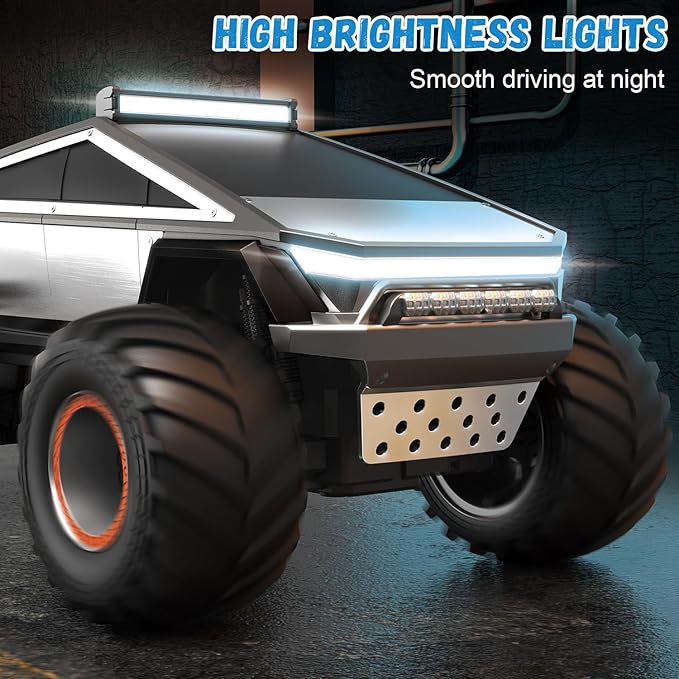 Remote Control Pickup Truck Toy Car, 1:12 Scale Monster Truck Toys with Alloy Shell Lights and Sounds, 4WD All Terrain Off-Road RC Car Boy Kids Toys for Ages 6+, Christmas Birthday Gift