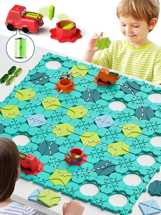 Logic Road Builder Kids Toys, Large Puzzle Stem Board Games for 4 5 6 7 Year Old Boys Girls, Educational Montessori Toys Birthday Gifts for Age 4-8 Year Old a12