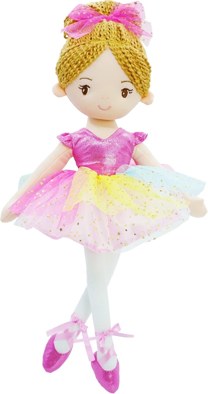 June Garden 16" Ballerina Princess Polina - Stuffed Plush Soft Doll - Pink Outfit - Gift for Toddler Girls