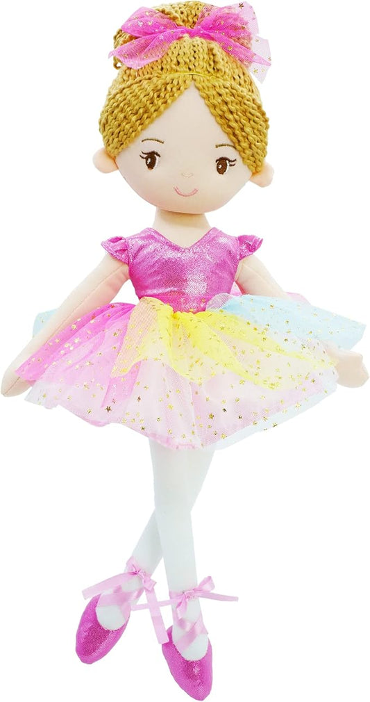 June Garden 16" Ballerina Princess Polina - Stuffed Plush Soft Doll - Pink Outfit - Gift for Toddler Girls
