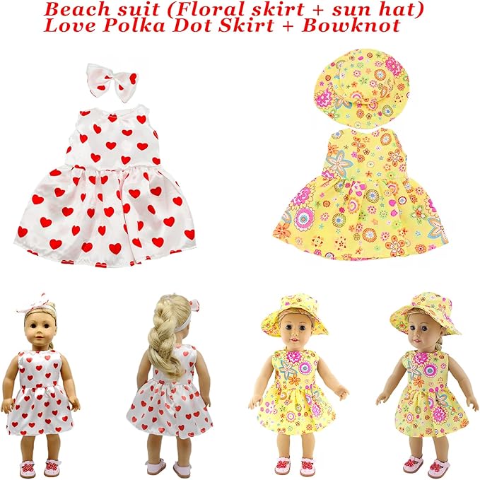 10 Sets 18 Inch Doll Clothes,Handmade Fashion Doll Girl Dress Clothes and Accessories Fits 18 Inch Doll Girl for Kids. (18 Inch-10set)