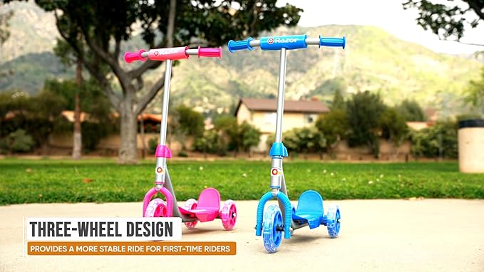 Razor Jr. Lil’ Kick – 3-Wheel Kick Scooter for Younger Children (Ages 3+), Max Rider Weight 44 lb (20 kg)